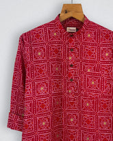 Rajasthani Charm – Printed Cotton Short Kurta in Red